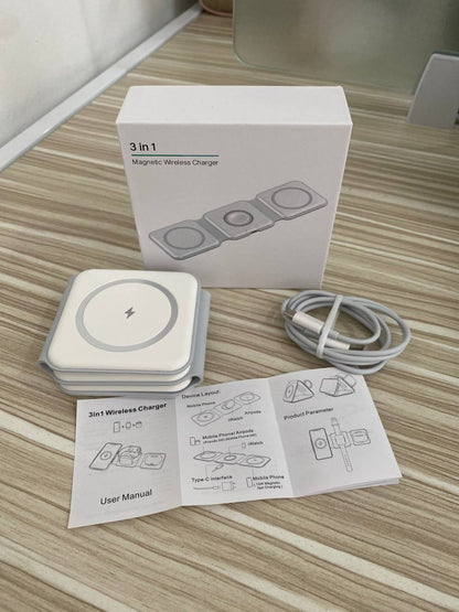 Base Cargador Magnetico Plegable 3 en 1